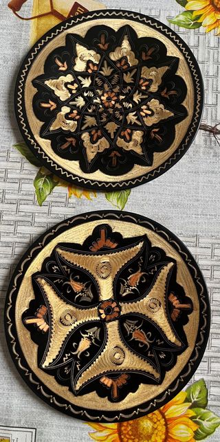 Vassoio e piattini in rame decorati turchia