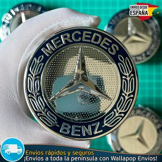 4 Tapacubos Mercedes Benz 75mm Tapas Azul Marino