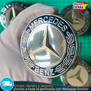4 Tapacubos Mercedes Benz 75mm Tapas Azul Marino