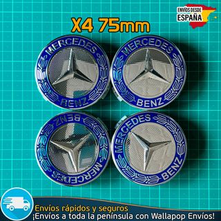 4 Tapacubos Mercedes Benz 75mm Tapas AMG Azul