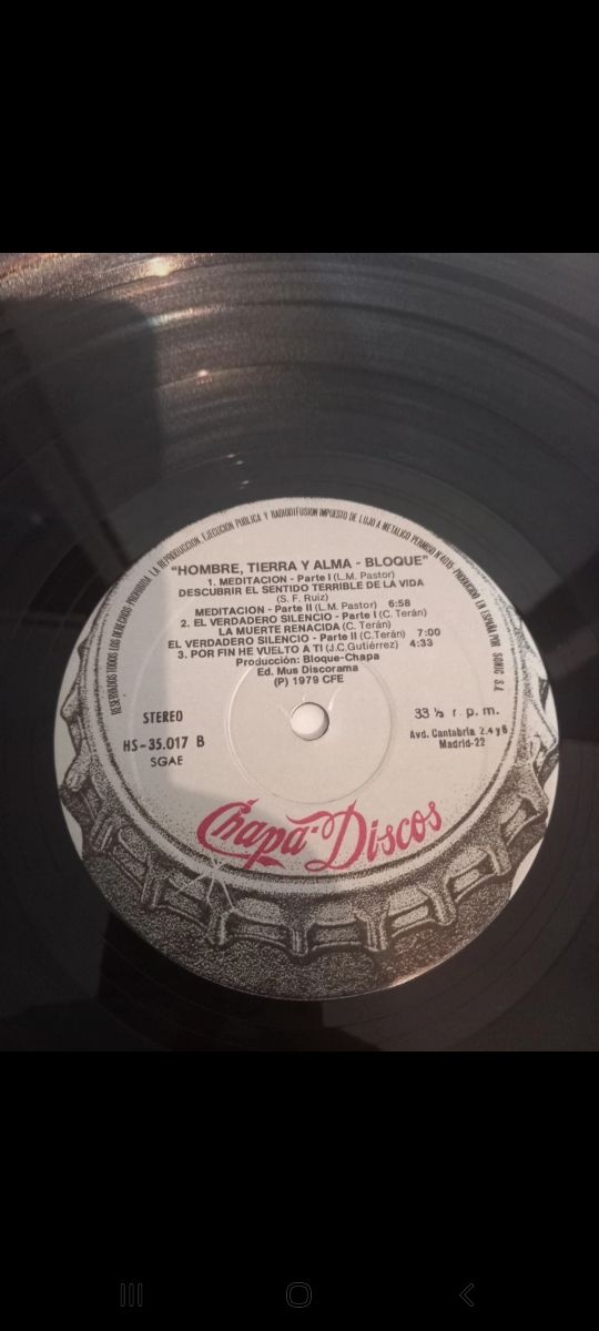 Bloque - Hombre, Tierra Y Alma. 1979 Gatefold.