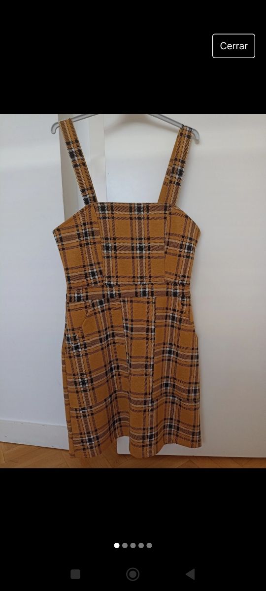 Vestido a cuadros mostaza