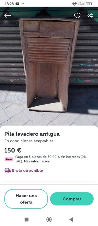 Antiquísima pila tabla de lavar