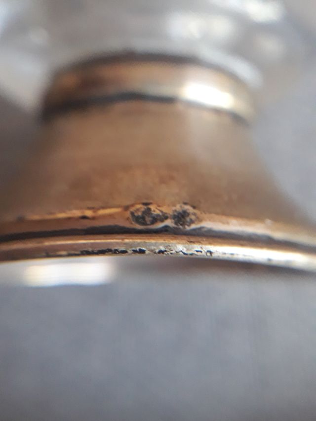 Jarron cristal tallado y plata de ley