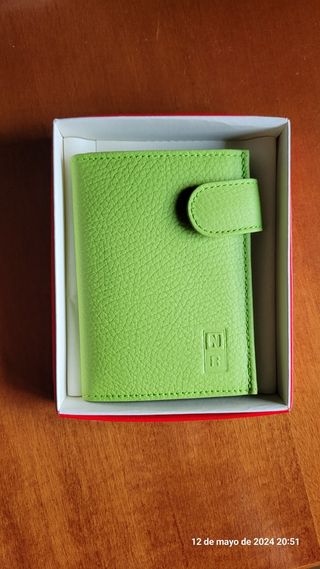 Cartera piel de Ubrique, verde, unisex
