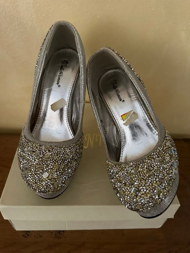 Scarpe a decollete , con tacchi, argentate