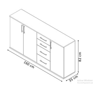 aparador joana 3 puertas 4 cajones marron o gris