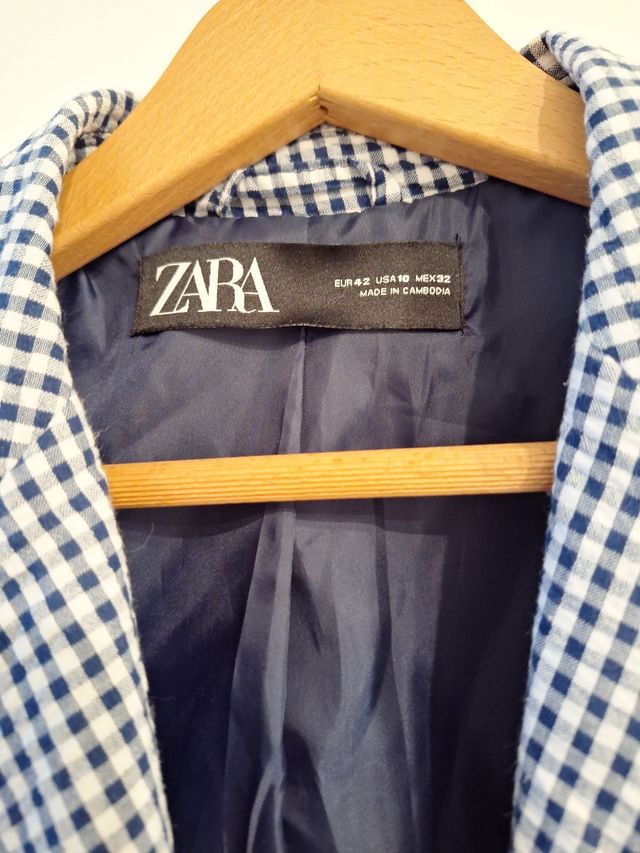 Chaqueta Zara  cuadros vichy T42