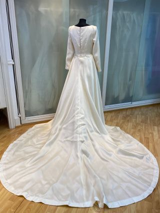 vestido de novia organza manga larga