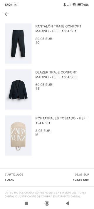 Traje hombre zara
