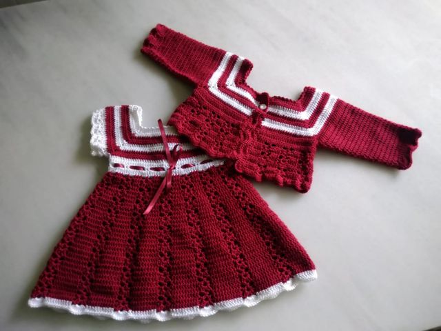 Conjunto Vestido Y Chaquetita Artesanal