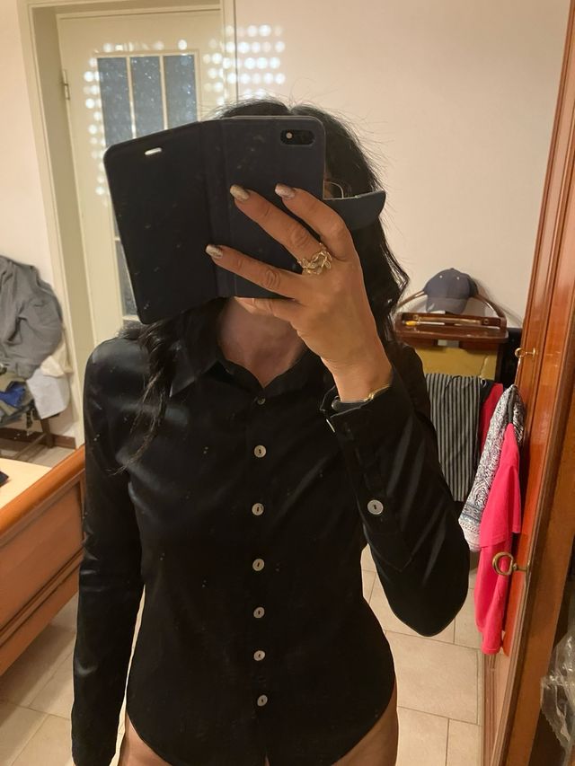 Camicia raso nera tg 38 xsmall kookai