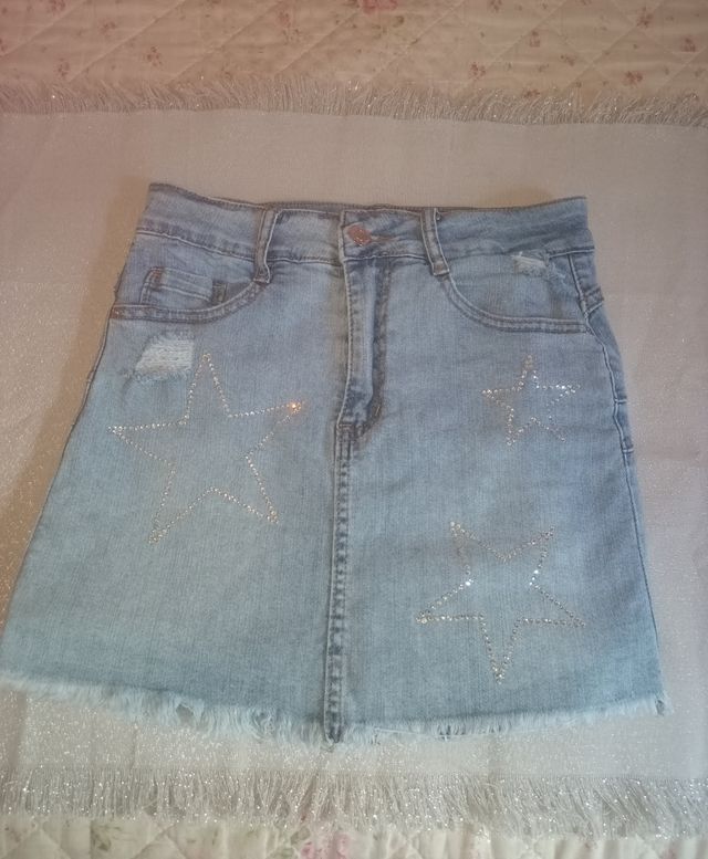 Falda vaquera con brillos 