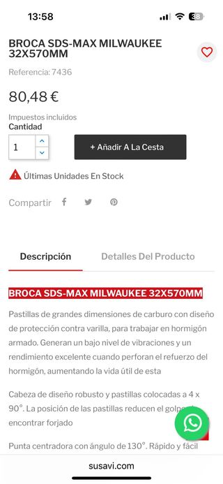 Milwaukee sds max 32x570