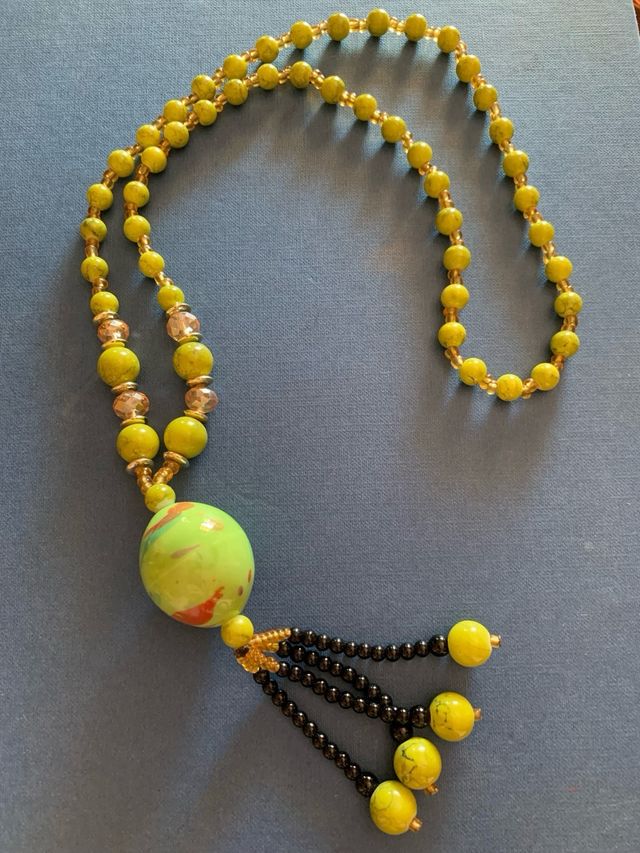 Collana donna con perline verde chiaro