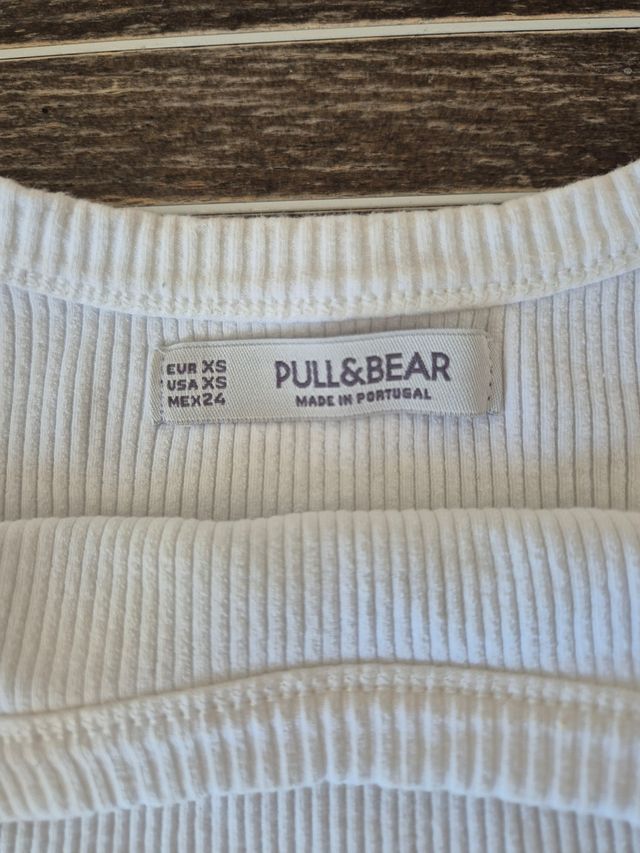 Top corto bianco a costine Pull&Bear XS