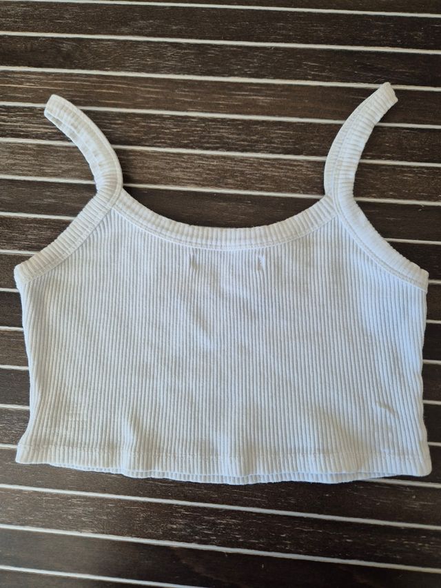 Top corto bianco a costine Pull&Bear XS