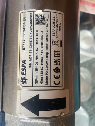 VENDO BOMBA DE SONDEO TRIFASICA DE 3 CV