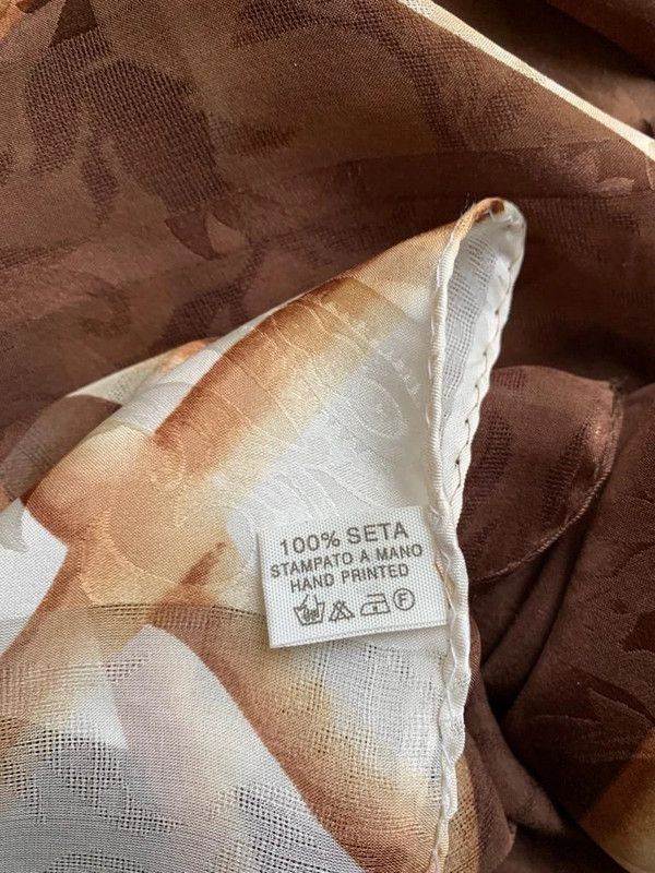 Sciarpa in seta fantasia marrone e bianca