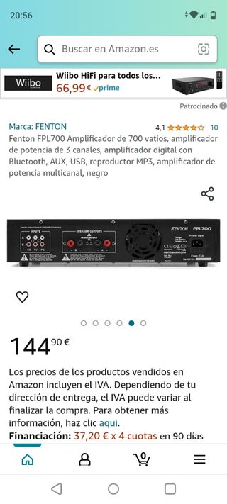 Amplificador bluetooth aux USB RCA ect
