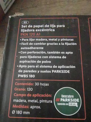 papel  lija diámetro 180 para lijadora