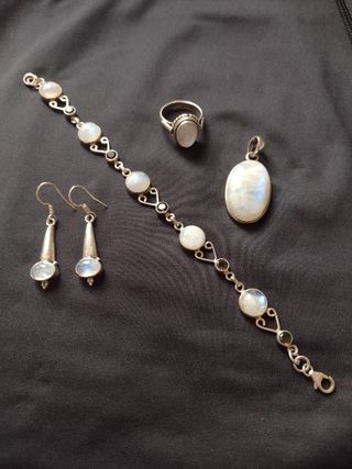 Conjunto plata y piedra Luna