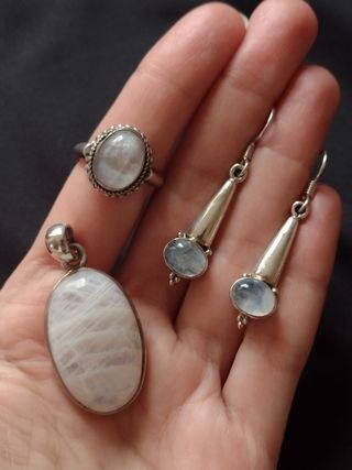 Conjunto plata y piedra Luna