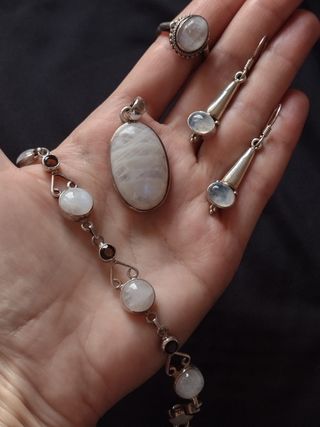 Conjunto plata y piedra Luna
