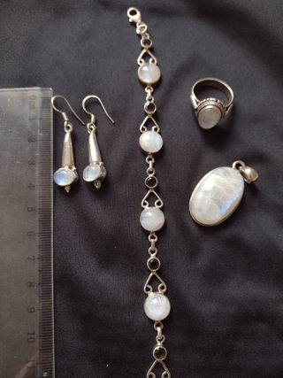 Conjunto plata y piedra Luna