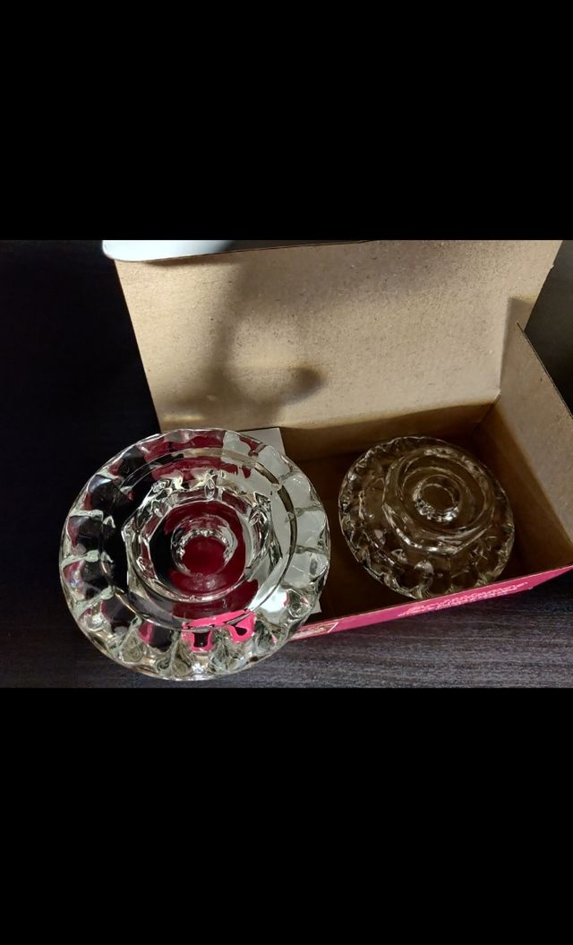 Porta velas duplo decorativo em vidro