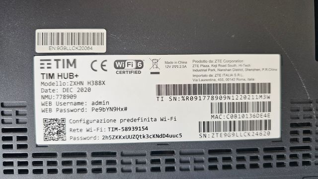Modem Router TIM ZXHN H388X