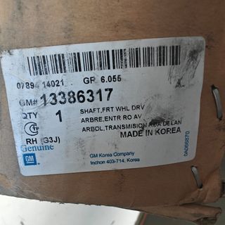 TRANSMISION DELANTERA DERECHA CHEVROLET CRUZE  