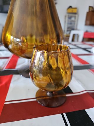 COPAS VINTAGE MÁS VASOS COLOR AMBAR