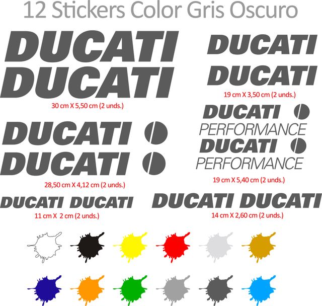 12 Pegatinas DUCATI