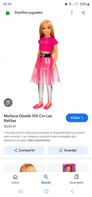 Muñeca Gisele las Ratitas 105cm