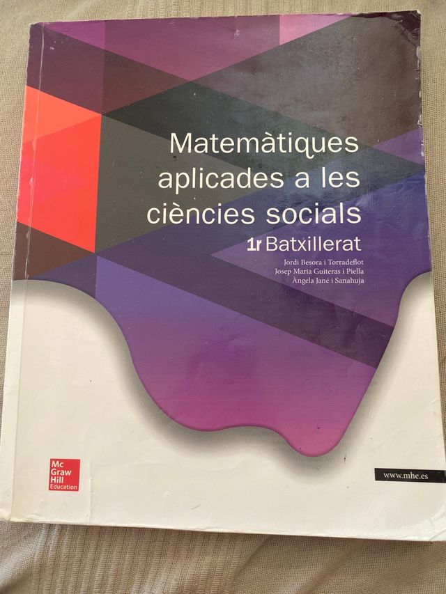 Llibre Matemàtiques socials 1r Batx, McGrawHill