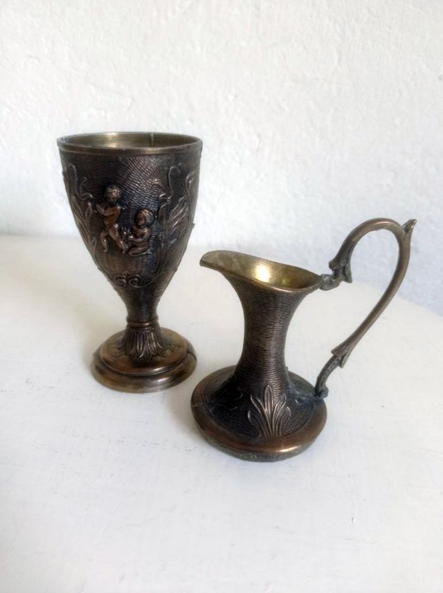 ✨Lote vintage cubitera y jarra estilizada antigua✨