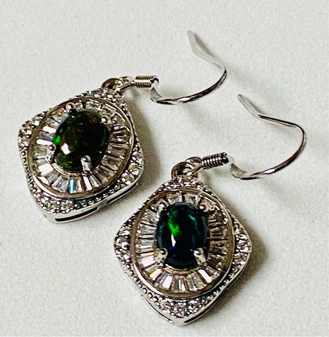 Pendientes de opalo negro etiope y plata ley 925