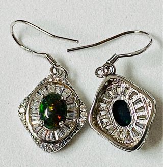 Pendientes de opalo negro etiope y plata ley 925