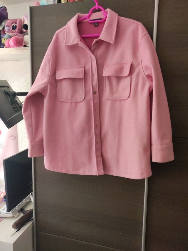 Abrigo Sobrecamisa Rosa Oversize