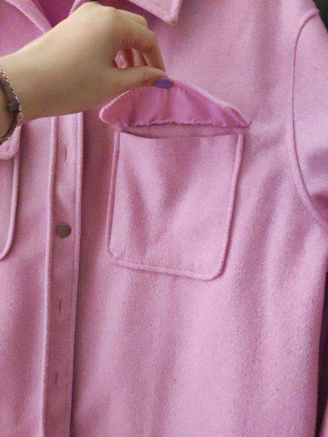 Abrigo Sobrecamisa Rosa Oversize
