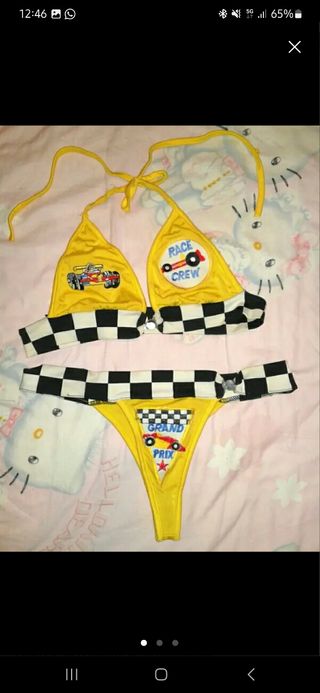 Bikini amarillo tanga racer girl