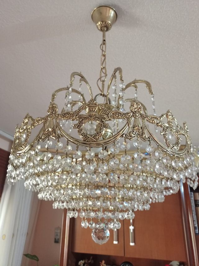 Lámpara de bronce y cristales de Swarovsky