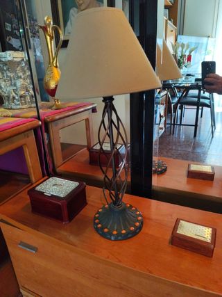 LÁMPARA ANTIGUA HIERRO FORJADO