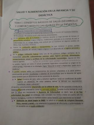 Apuntes: Salud y Alimentación. Ed. Inf.
