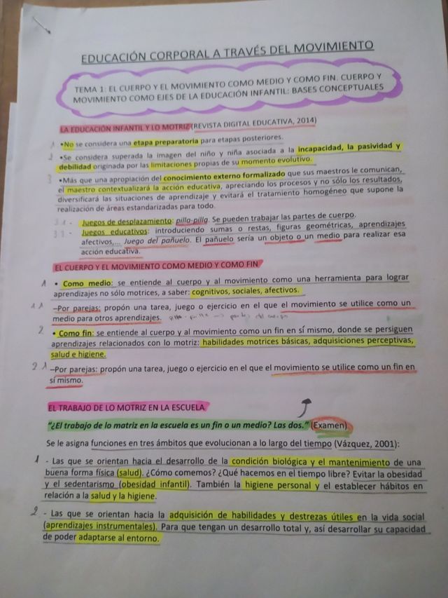 Apuntes: Educación Corporal. Ed Inf.