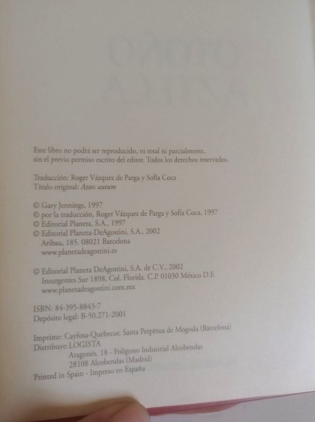 ✨Otoño Azteca. Gary Jennings. Novela histórica✨