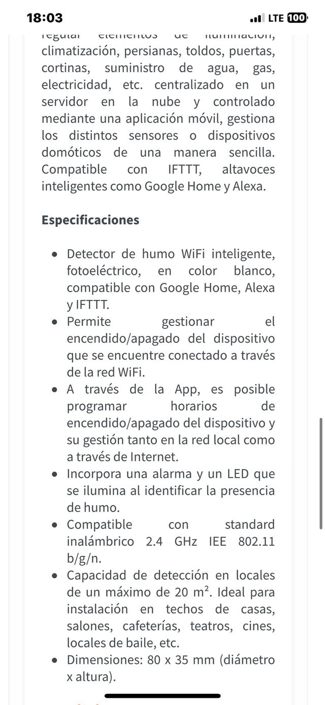Detector de humo inteligente