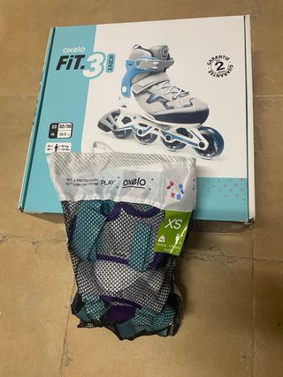 patines en linea fit. 3 talla 32-35 + protecciones