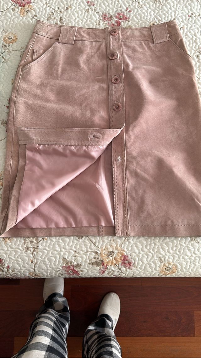 Falda de ante rosa